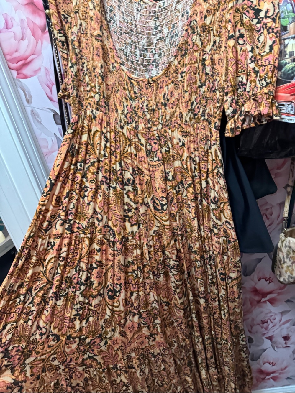 Vici fall color Paisley Tiered Maxi Dress